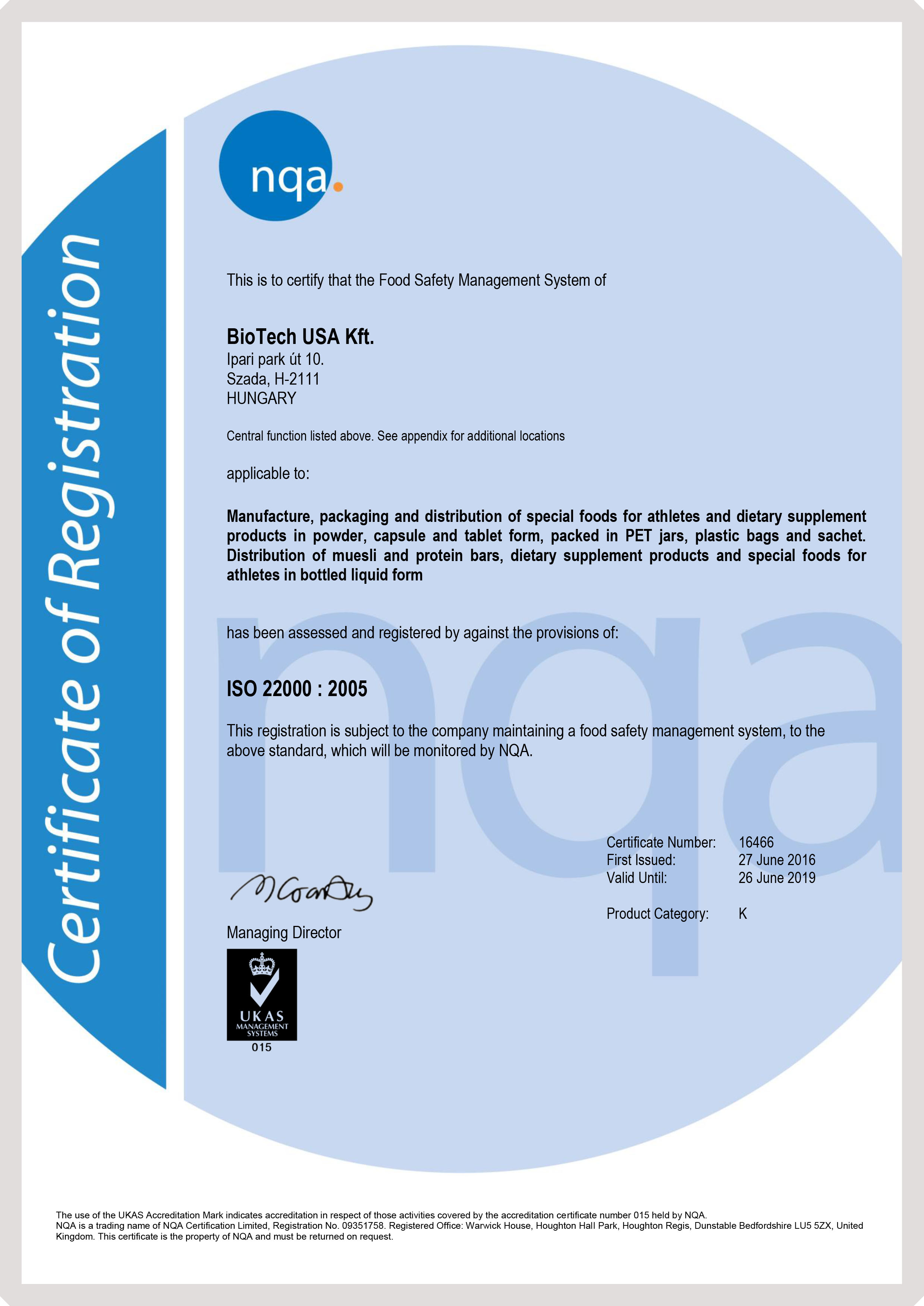 Сертификаты качества на продукцию BioTech
