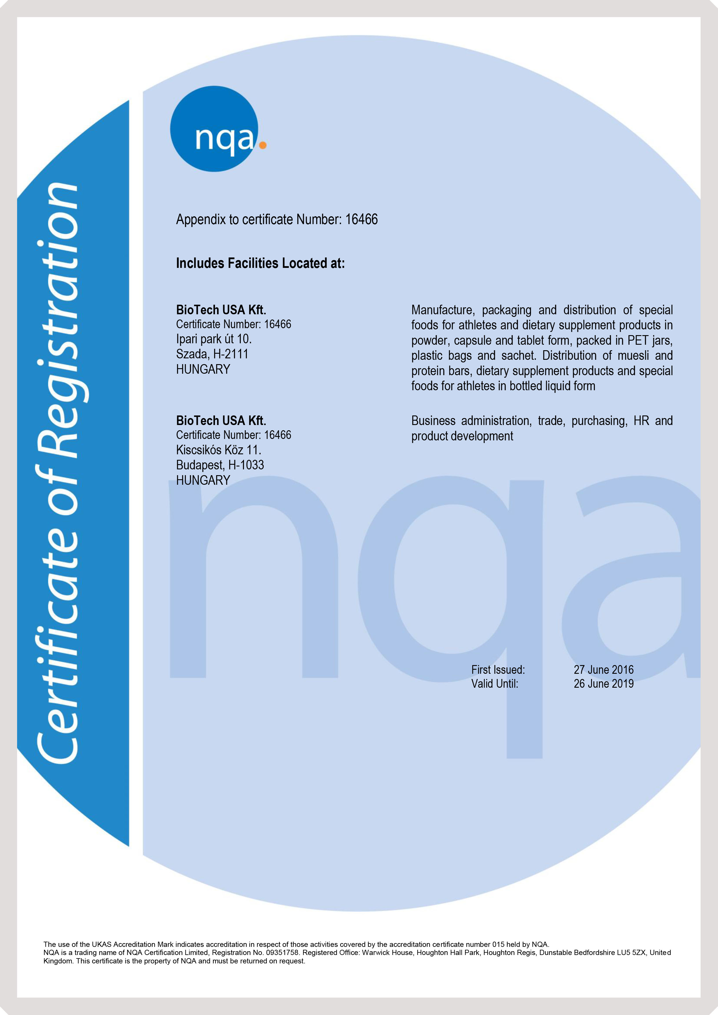 Сертификаты качества на продукцию BioTech