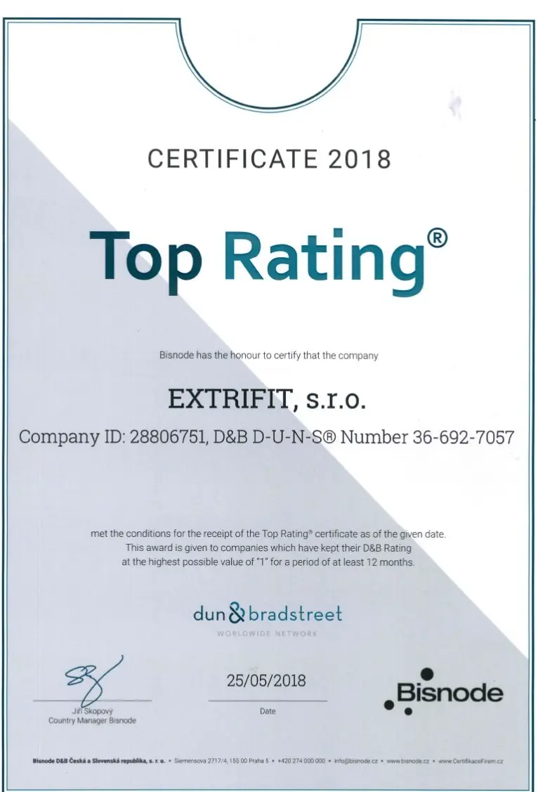 Сертификаты качества на продукцию Extrifit