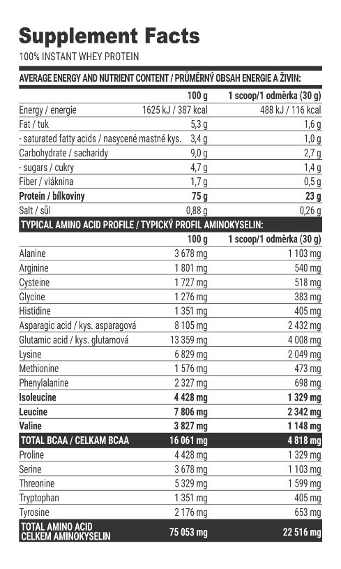 Extrifit 100% Instant Whey Protein facts