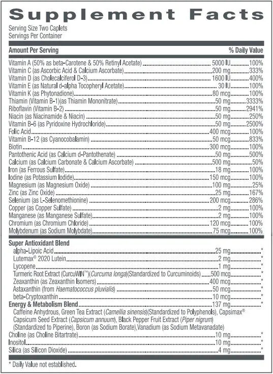 GNC Women's Ultra Mega Energy & Metabolism 90 caplets facts