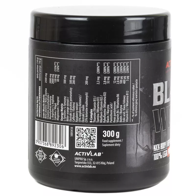 Pre-workout Activlab Black Wolf - Goût Multifruit - 300g - Neuf, Pour L'entraînement