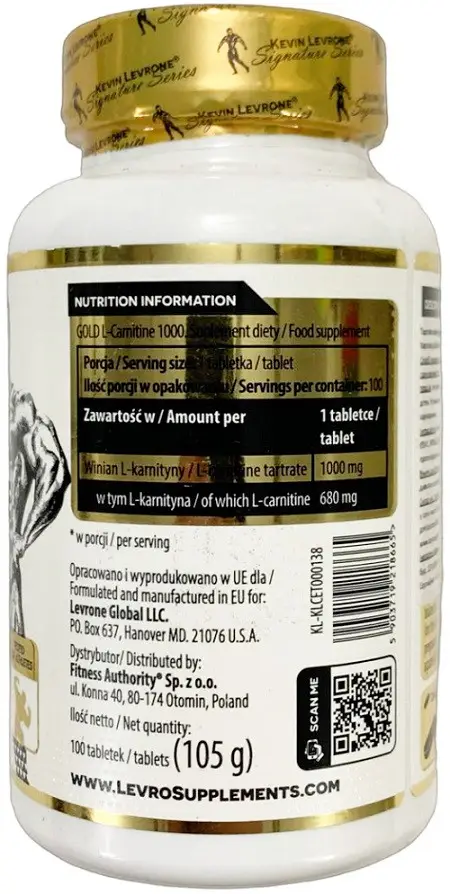 Kevin levrone gold l-carnitine tartrate 1000 mg 100 tabs купити, ціна в  Києві та Україні, відгуки ⭐ Mega Mass
