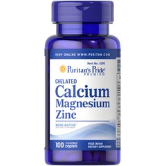 Puritan's Pride Chelated Calcium Magnesium Zinc 100 tab, Puritan's Pride Chelated Calcium Magnesium Zinc 100 tab  в интернет магазине Mega Mass