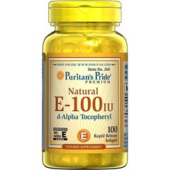 Puritan's Pride Vitamin E 100IU 100 softgels, Puritan's Pride Vitamin E 100IU 100 softgels  в интернет магазине Mega Mass