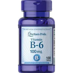 Puritan's Pride Vitamin B-6 100 mg 100 tabs, Puritan's Pride Vitamin B-6 100 mg 100 tabs  в интернет магазине Mega Mass