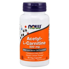 NOW Acetyl-L-Carnitine 500 mg 50 caps, image 