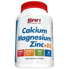 SAN Calcium Magnesium Zinc + D3 90 tabs, SAN Calcium Magnesium Zinc + D3 90 tabs  в интернет магазине Mega Mass