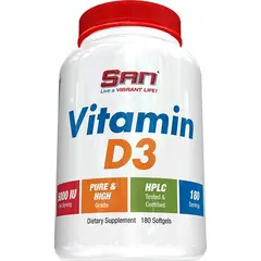 San Vitamin D3 5000 IU 180 softgels, image 