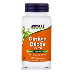 NOW Ginkgo Biloba 60 mg 60 caps, image 