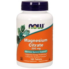 NOW Magnesium Citrate 200 mg 100 tabs, Фасовка: 100 tabs, image 