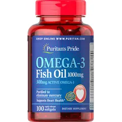 Puritan's Pride Omega-3 Fish Oil 1000 mg 100 softgels, Puritan's Pride Omega-3 Fish Oil 1000 mg 100 softgels  в интернет магазине Mega Mass