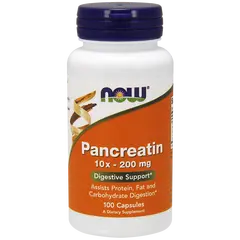 NOW Pancreatin 10X 200 mg 100 caps, NOW Pancreatin 10X 200 mg 100 caps  в интернет магазине Mega Mass