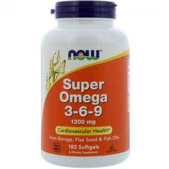 NOW Super Omega 3-6-9 1200 mg 180 softgels, image 