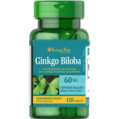 Puritan's Pride Ginkgo Biloba 60 mg 120 tabs, image 