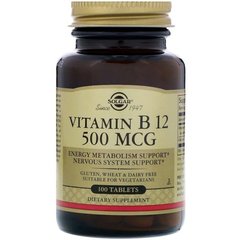 Solgar Vitamin B12 500 mcg 100 tabs, Solgar Vitamin B12 500 mcg 100 tabs  в интернет магазине Mega Mass