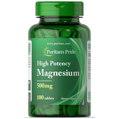 Puritan's Pride Magnesium 500 mg 100 tabs, Puritan's Pride Magnesium 500 mg 100 tabs  в интернет магазине Mega Mass