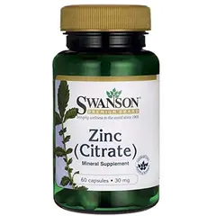 Swanson Zinc (Citrate) 30 mg 60 caps, image 