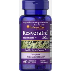 Puritan’s Pride Resveratrol 50 mg 60 softgels, image 