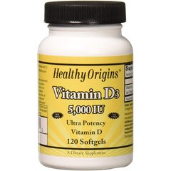 Healthy Origins Vitamin D3 5000 IU 120 softgels, Healthy Origins Vitamin D3 5000 IU 120 softgels  в интернет магазине Mega Mass
