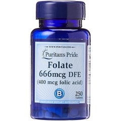 Puritan's Pride Folate 666 mcg DFE (Folic Acid 400 mcg) 250 tabs, image 