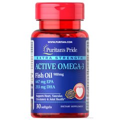 Puritan's Pride Extra Strength Active Omega-3 Fish Oil 30 softgels, image 
