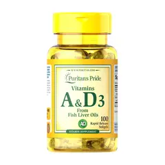 Puritan's Pride Vitamins A & D 1500/400 IU 100 Softgels, Puritan's Pride Vitamins A & D 1500/400 IU 100 Softgels  в интернет магазине Mega Mass