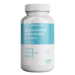 Sporter Glucosamine&chondroitin+MSM+D3 (1400/1200/1200) - 120 tab, Sporter Glucosamine&chondroitin+MSM+D3 (1400/1200/1200) - 120 tab  в интернет магазине Mega Mass