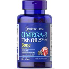 Puritan's Pride Omega-3 Fish Oil Bone Support 1000 mg 60 softgels, image 