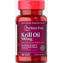 Puritan`s Pride Krill Oil 500 mg 30 softgels, Puritan`s Pride Krill Oil 500 mg 30 softgels  в интернет магазине Mega Mass