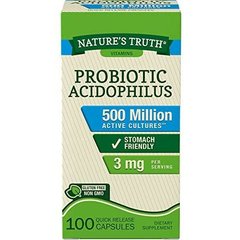 Nature's Truth Probiotic Acidophilus 500 million 100 caps, image 