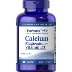 Puritan's Pride Calcium Magnesium plus Vitamin D3 100 caps, Puritan's Pride Calcium Magnesium plus Vitamin D3 100 caps  в интернет магазине Mega Mass