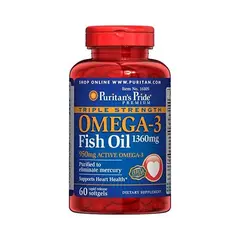 Puritan’s Pride Triple Strength Omega-3 Fish Oil 1360 mg (950 mg active omega-3), Фасовка: 60 caps, Puritan’s Pride Triple Strength Omega-3 Fish Oil 1360 mg (950 mg active omega-3), Фасовка: 60 caps  в интернет магазине Mega Mass