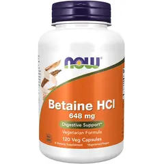 NOW Betaine HCI 648 mg 120 caps, image 