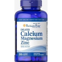 Puritan's Pride Calcium magnesium zinc 250 capl, Puritan's Pride Calcium magnesium zinc 250 capl  в интернет магазине Mega Mass