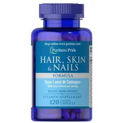Puritan's Pride Hair Skin & Nails Formula 120 caps, Puritan's Pride Hair Skin & Nails Formula 120 caps  в интернет магазине Mega Mass