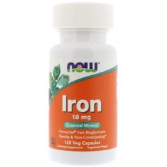 NOW Iron 18 mg 120 caps, NOW Iron 18 mg 120 caps  в интернет магазине Mega Mass