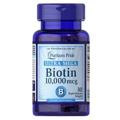 Puritan's Pride Biotin (10,000 mcg) 30 softgels, Puritan's Pride Biotin (10,000 mcg) 30 softgels  в интернет магазине Mega Mass