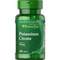 Puritan’s Pride Potassium Citrate 99 mg 100 tabs, image 
