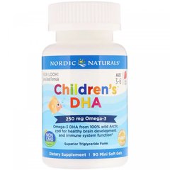 Nordic Naturals Children's DHA 250 mg 90 softgels, Nordic Naturals Children's DHA 250 mg 90 softgels  в интернет магазине Mega Mass