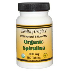Healthy Origins Organic Spirulina 500 mg 180 tabs, Healthy Origins Organic Spirulina 500 mg 180 tabs  в интернет магазине Mega Mass