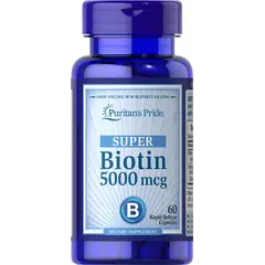 Puritan's Pride Biotin 5000 mcg 60 caps, Puritan's Pride Biotin 5000 mcg 60 caps  в интернет магазине Mega Mass