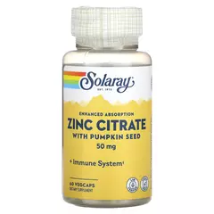 Solaray Zinc Citrate With Pumpkin Seed 50 mg 60 caps, image 