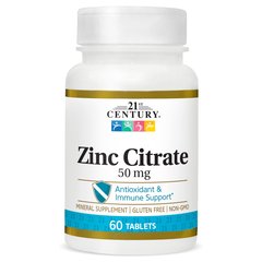 21st Century Zinc Citrate 50 mg 60 Tablets, image 