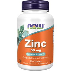 NOW Zinc 50 mg 250 tabs, image 