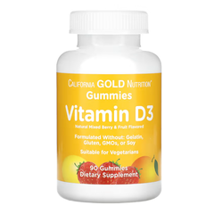 California Gold Nutrition Vitamin D3 90 Gummies Berry & Fruit, image 