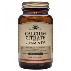 Solgar Calcium Citrate with Vitamin D3 120 tabs, image 