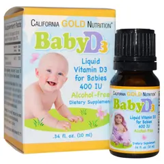 California Gold Nutrition Baby D3 10 mcg (400 ui) 10 ml, California Gold Nutrition Baby D3 10 mcg (400 ui) 10 ml  в интернет магазине Mega Mass