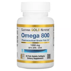California Gold Nutrition Omega 800 1000 mg 30 softgels, image 