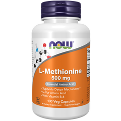 NOW L-Methionine 500 mg 100 caps, image 
